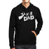 Black Super Dad unisex graphic hoodie by Teal Tiger featuring a humorous "Best Dad" design, casual sweater for men and women.