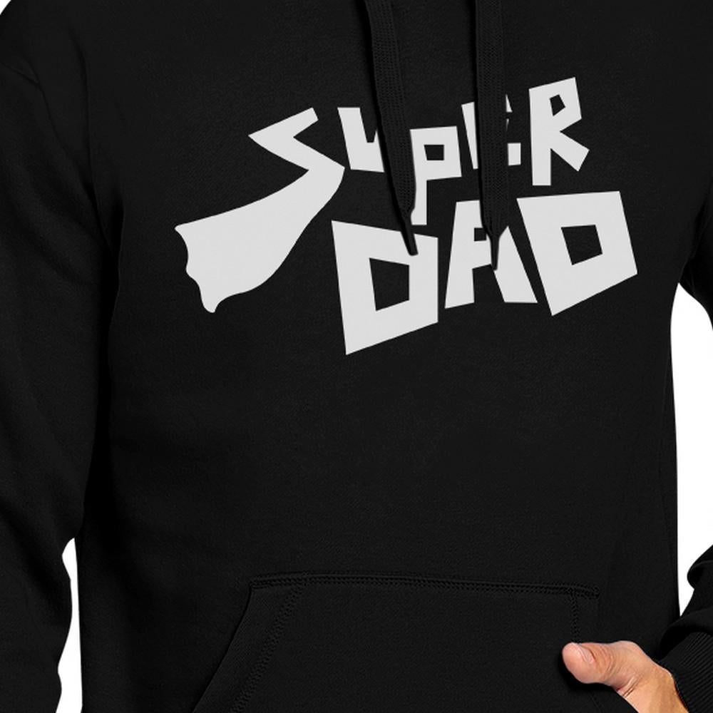 Black Super Dad unisex graphic hoodie from Teal Tiger featuring humorous "Best Dad" design, casual sweater for men and women.