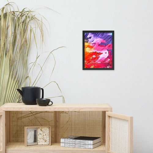 Rainbow Waves framed poster from Pear Alder featuring vibrant rainbow wave artwork on matte paper in a black 11x14 frame.
