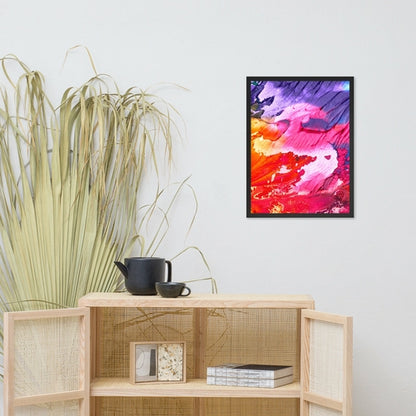 Rainbow Waves framed poster by Pear Alder, matte paper print with black frame, 18x24 inches, vibrant abstract home decor artwork.