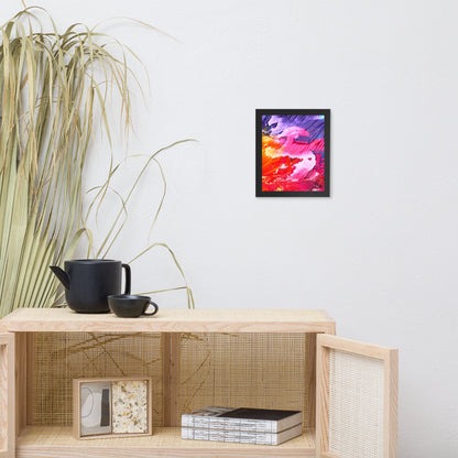 Rainbow Waves framed poster by Pear Alder, vibrant abstract home decor on enhanced matte paper in a black frame, 8x10 inches.