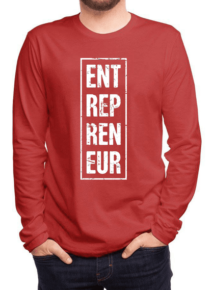 Scorpius Entrepreneur Vertical Full Sleeves T-shirt in black with white text, featuring a casual fit and full-length sleeves.