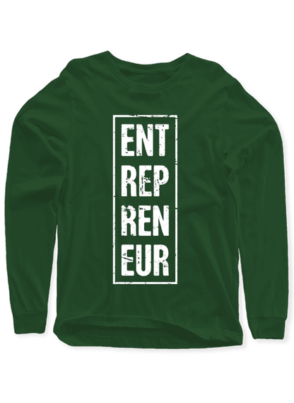 Scorpius Entrepreneur Vertical Full Sleeves T-shirt in black with white text, long-sleeve casual T-shirt for entrepreneurs
