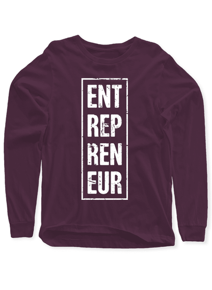 Scorpius Entrepreneur vertical full sleeves T-shirt in black, casual fit with printed logo, long sleeve design, front view.