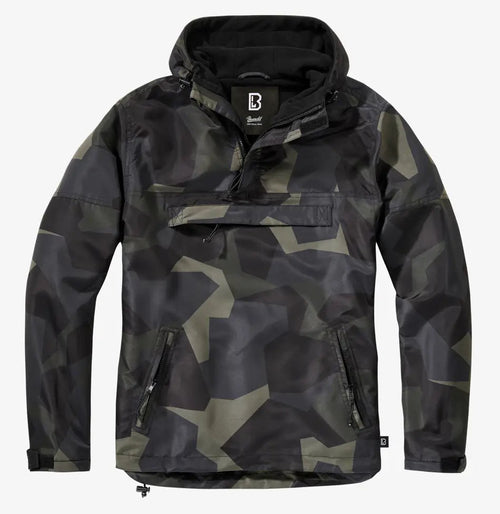 Callisto Essential Windbreaker jacket in black, lightweight with adjustable hood and zippered pockets, suitable for outdoor activities.