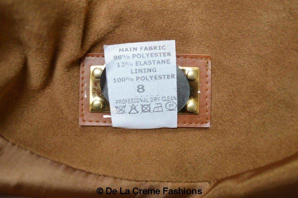 Women’s tan brown suedette longline duster coat by Ex Per Una, stylish jackets and coats from Rose Eleusis.