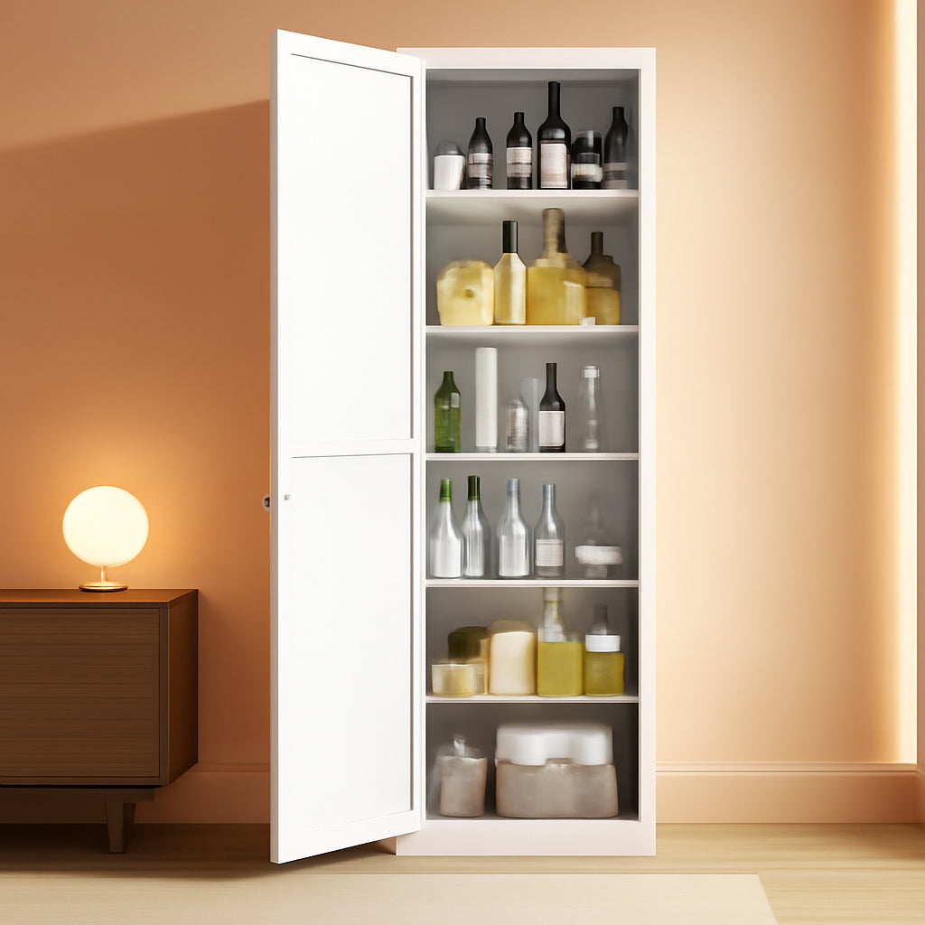 Lockable Metal Locker Cabinet Narrow White Storage
