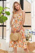 Jade Icarus ADORA floral midi dress with smocked back and adjustable straps, featuring a vibrant floral pattern.