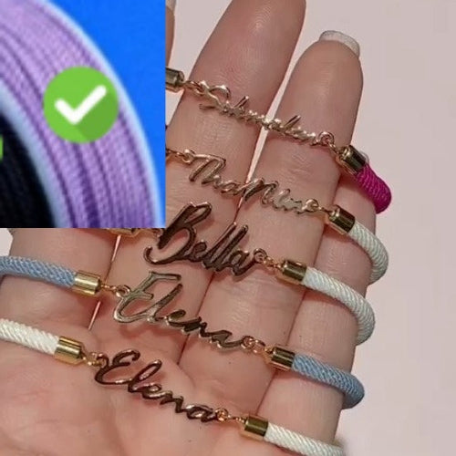 Colorful rope chain bracelet with personalized name, stylish women&