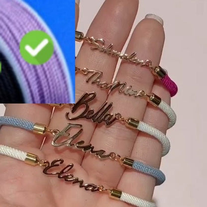 Colorful rope chain bracelet with personalized name, stylish women&
