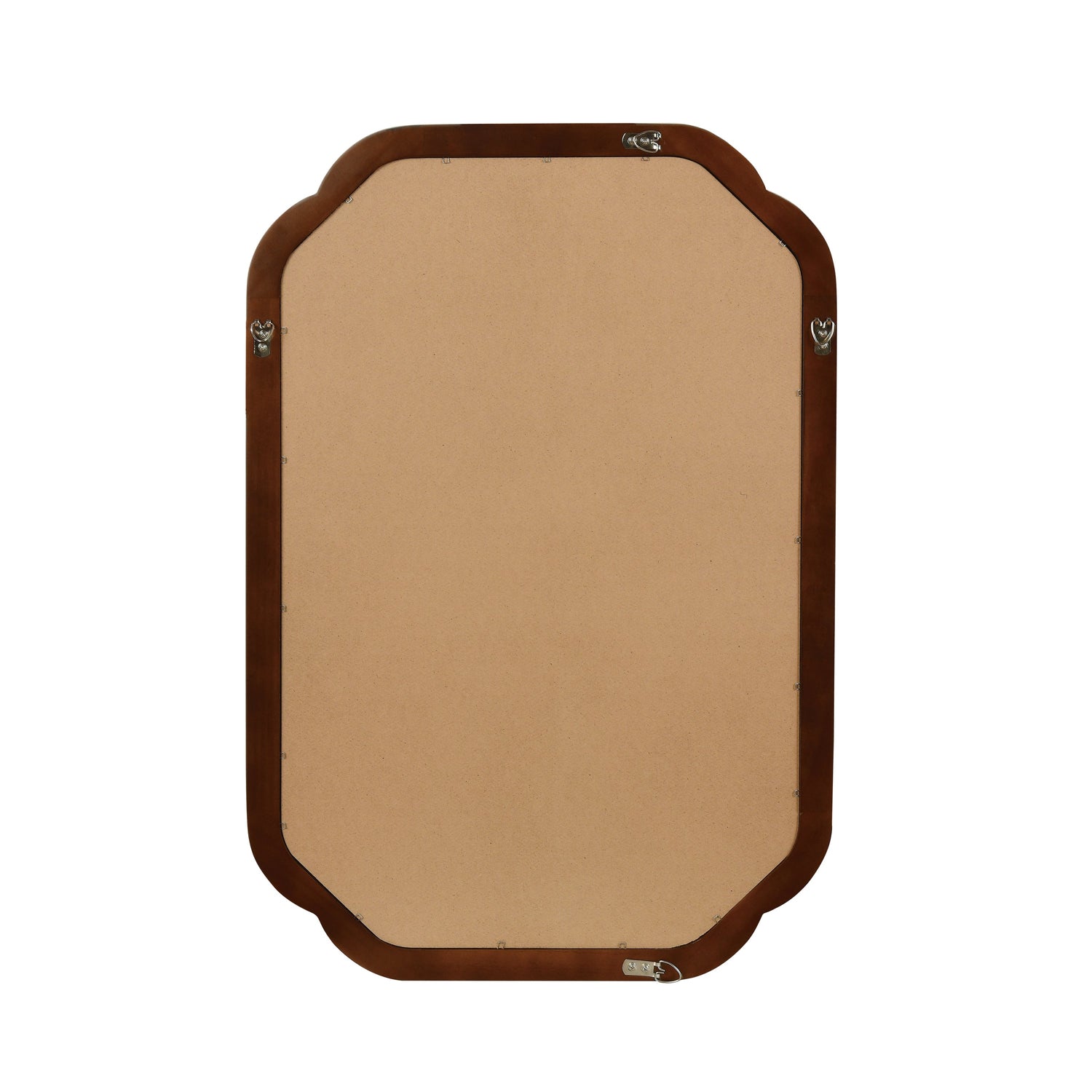 Sangria Beech solid wood frame decorative mirror with rounded corners, ideal for bedroom wall decor, showcasing a sleek, natural wood finish.