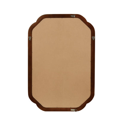 Sangria Beech solid wood frame decorative mirror with rounded corners, ideal for bedroom wall decor, showcasing a sleek, natural wood finish.