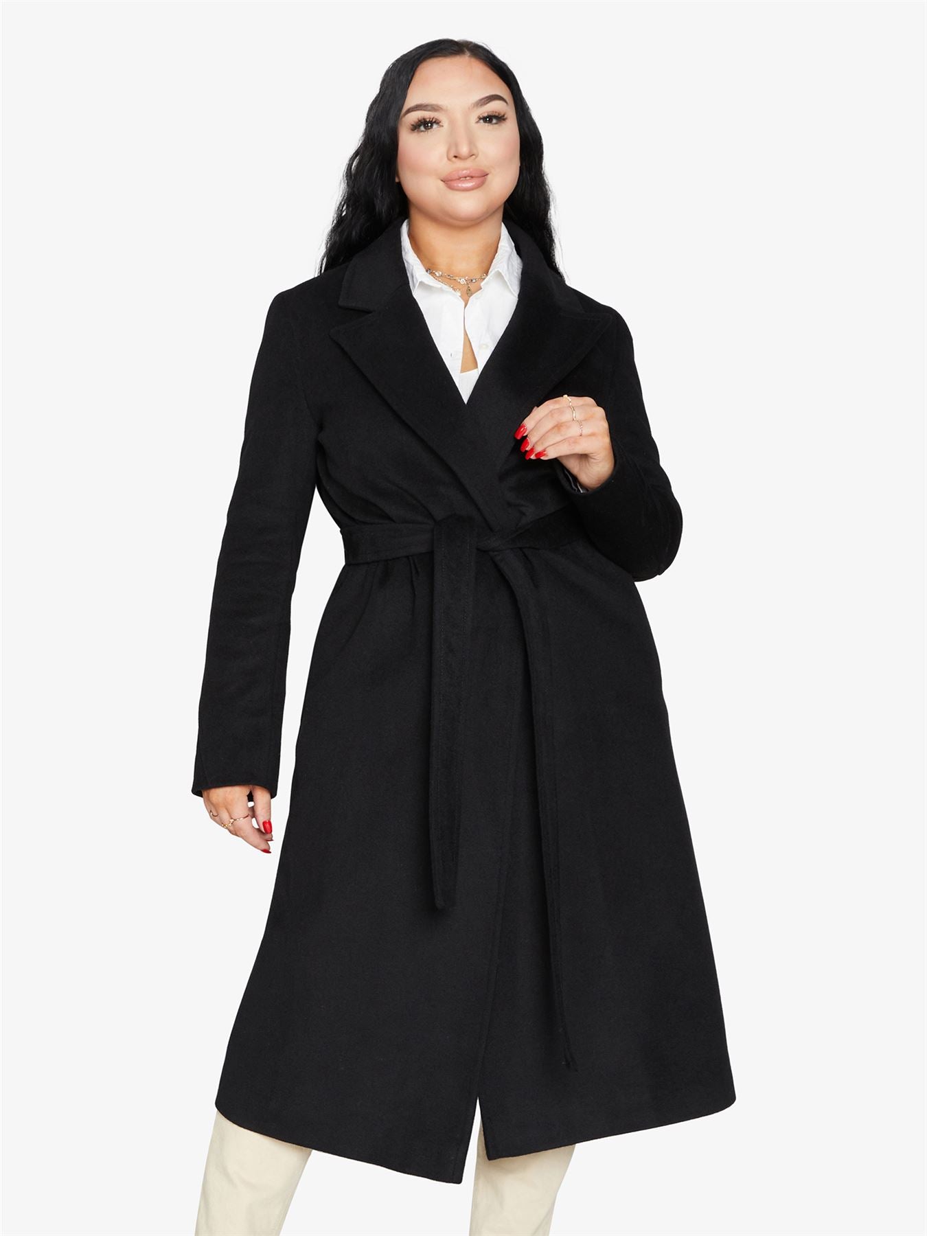 Rose Eleusis belted longline duster coat, stylish jacket with a belt and long silhouette, perfect for layering in 2024.