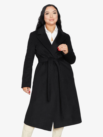 Rose Eleusis belted longline duster coat, stylish jacket with a belt and long silhouette, perfect for layering in 2024.
