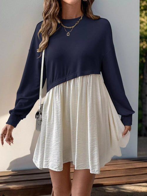 Two-tone dropped shoulder dress by Ruby Styx, stylish women&