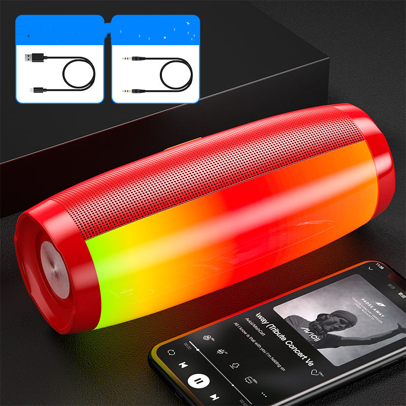 Maroon Asteria Bluetooth audio speaker in black, wireless portable design with buttons and speaker grille visible.
