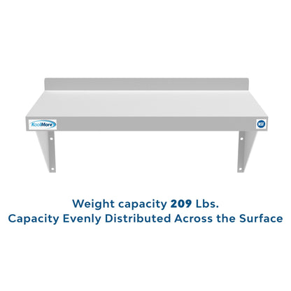 Stainless steel 12x24-inch heavy duty wall shelf by Violet Blackhaw, perfect for food and beverage storage in commercial kitchens.