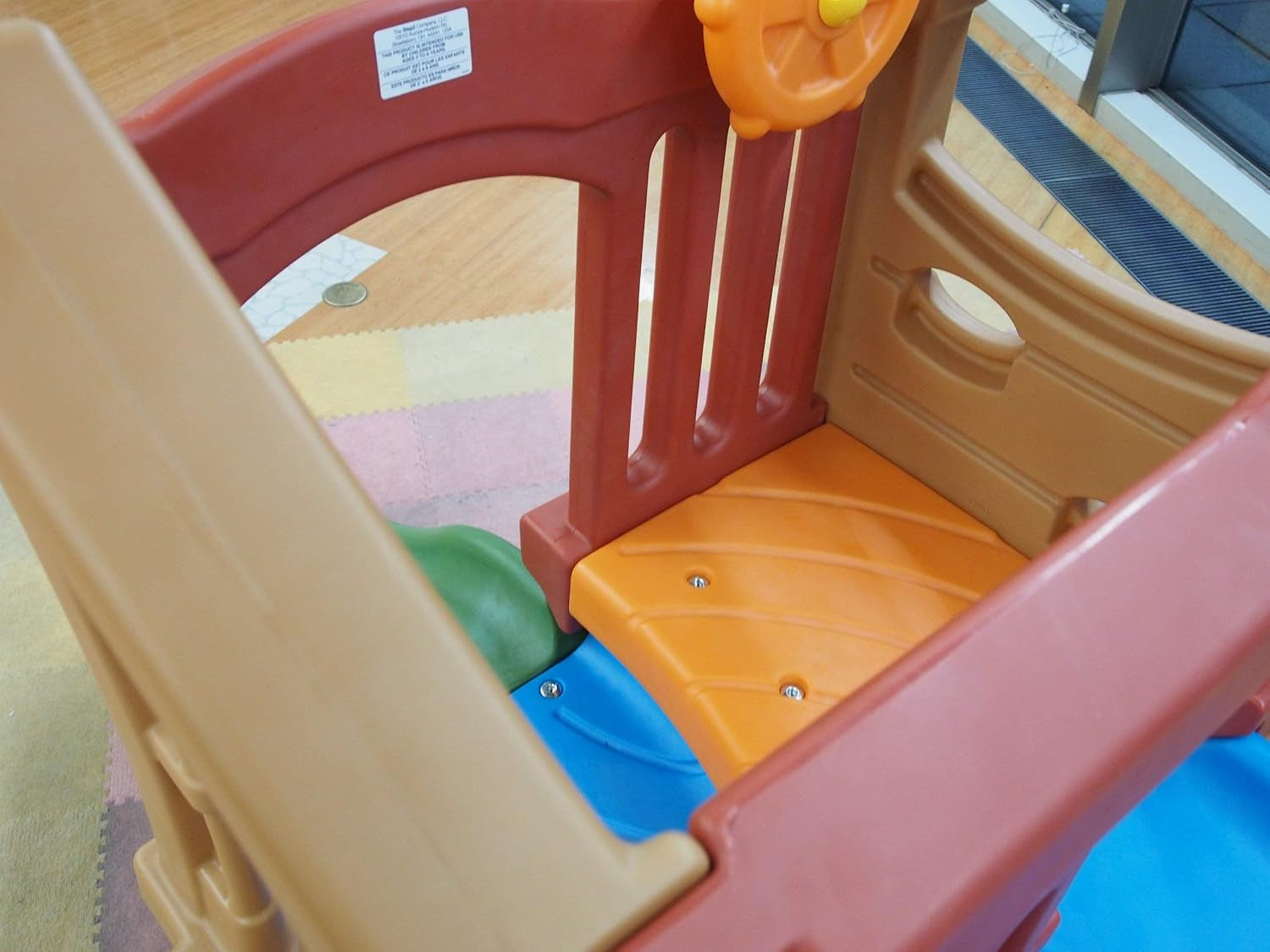 Peach Maple Play Up Double Slide Climber outdoor toddler playset with two slides and climbing features for ages 2 to 6.