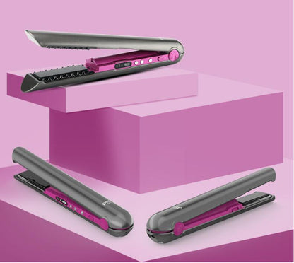 Maroon Asteria USB wireless charging hair straightener with sleek design, ready for smooth, straight hair styling.