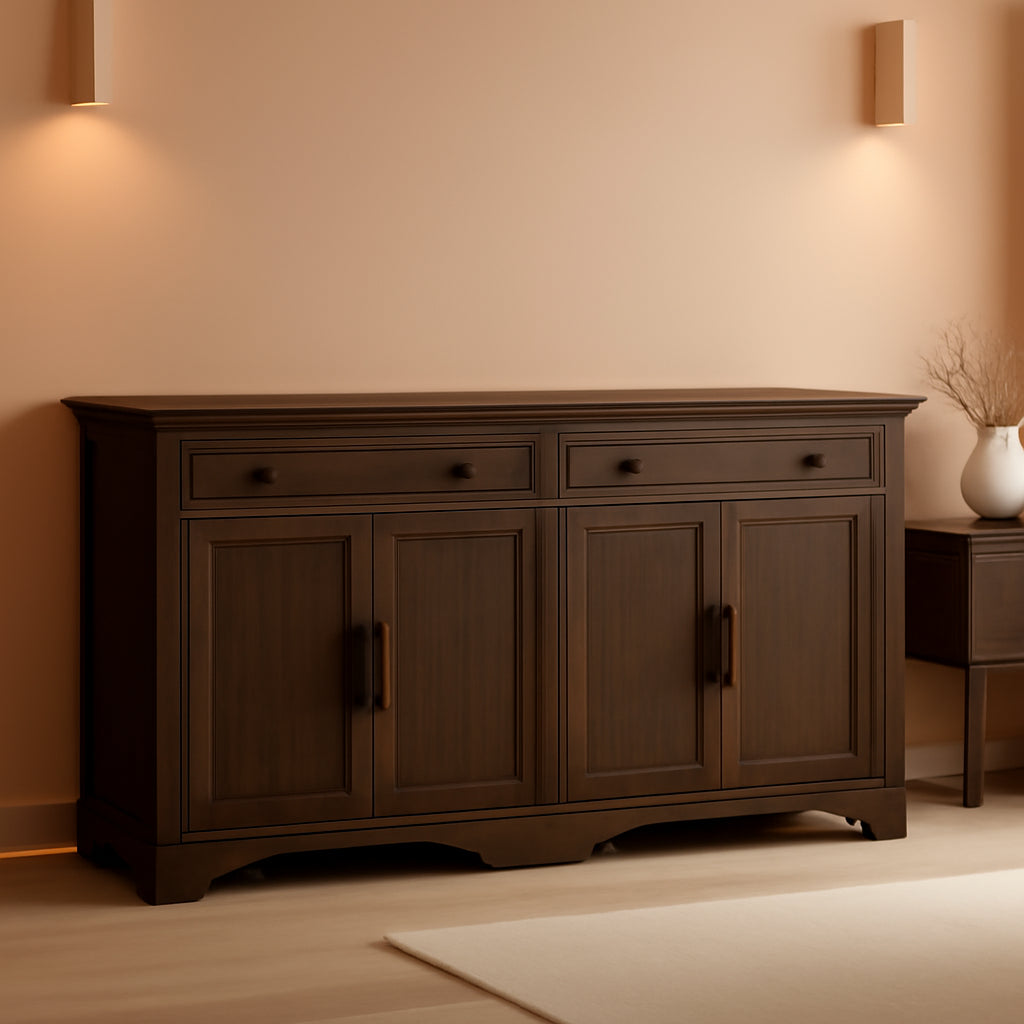 63 Inch Brown Country Style Sideboard Storage Credenza