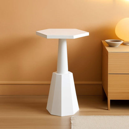 White Octagonal Coastal Accent Table 11x11x24 Inches