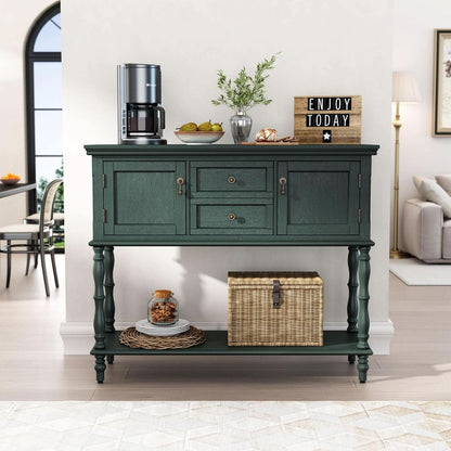 Green Contemporary Console Table With Deep Drawers