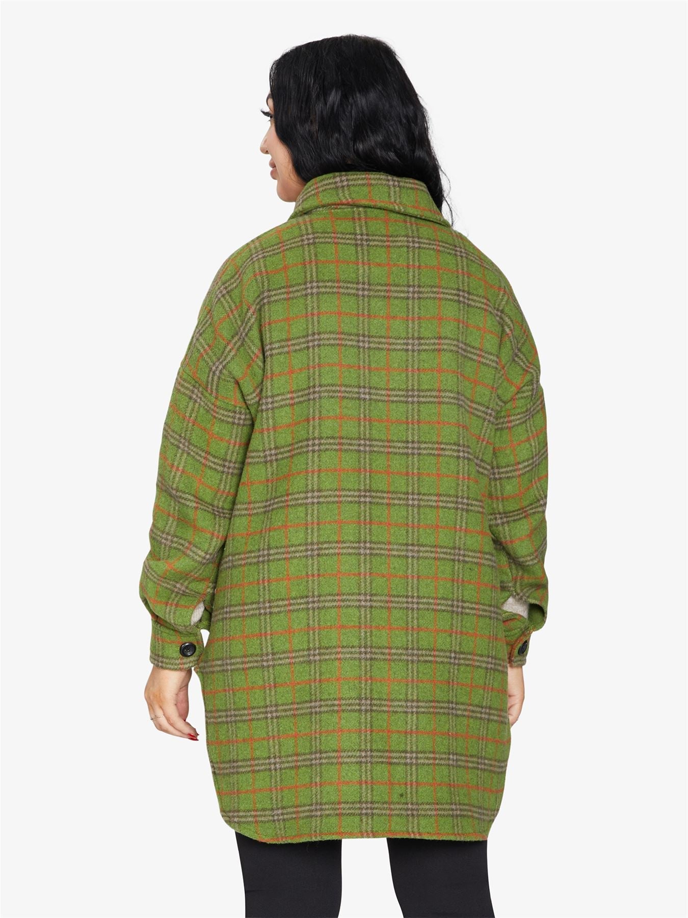 Oversized Nova Check wool blend shacket by Rose Eleusis, featuring a stylish plaid pattern and relaxed fit, perfect for layered winter wear.