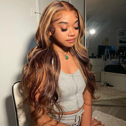 Pear Daisy 4x4 lace closure wig with human hair, body wave texture, natural density, ideal for versatile styling.