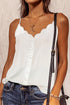 White spaghetti strap vest with button details and V-neck, from Harlequin Daisy Bath & Beauty collection, displayed on a mannequin.