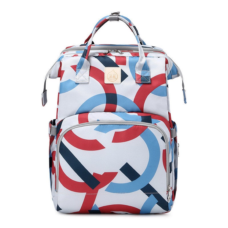 Maroon Asteria large capacity mummy bag in cute design, ideal for daily use, with multiple compartments and adjustable strap.