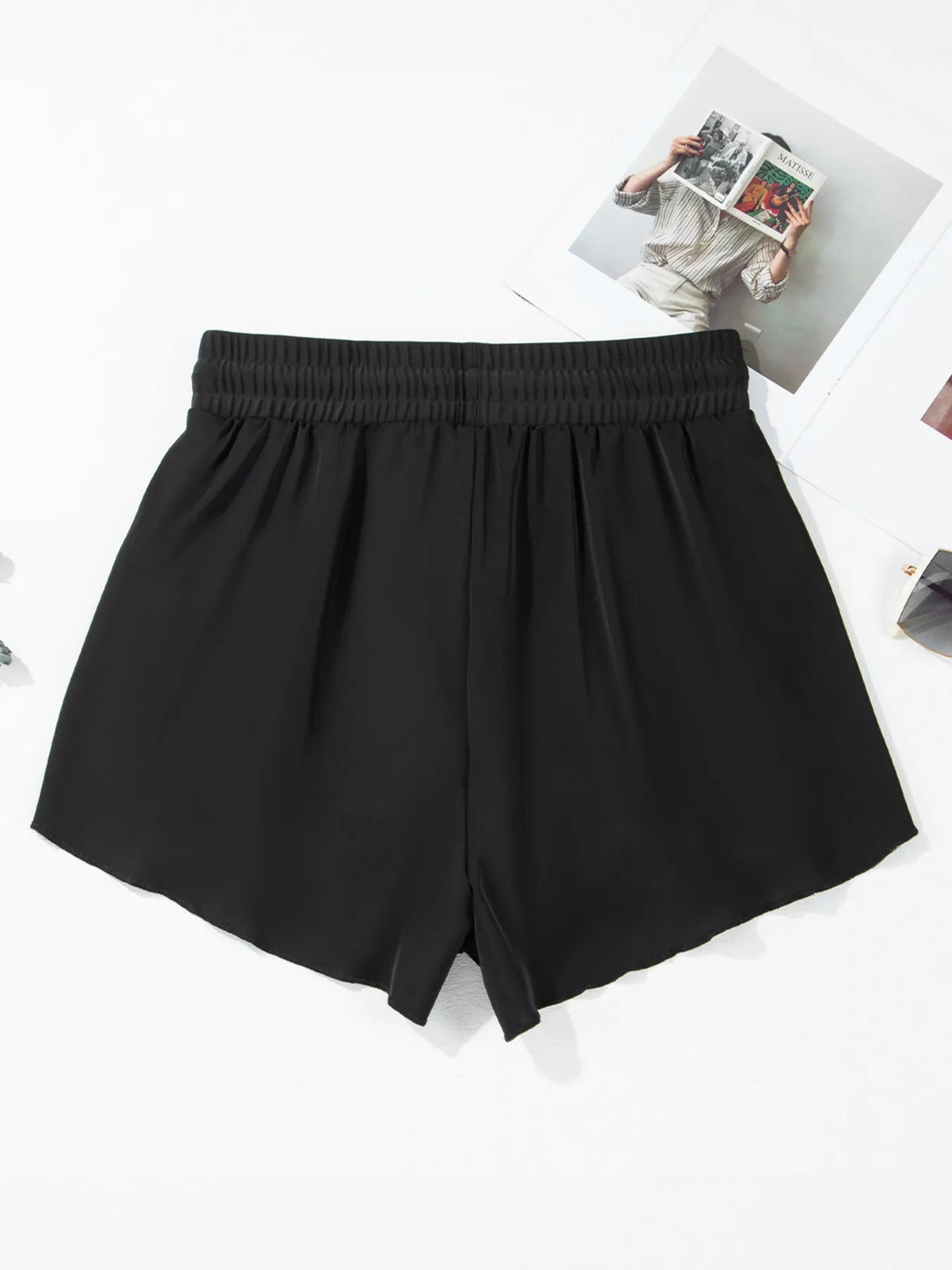 Pear Daisy high waisted drawstring swim shorts for women, featuring a stylish fit and comfortable waistband, perfect for beachwear.