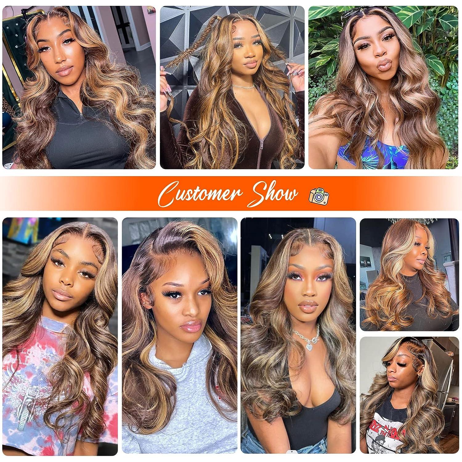 Pear Daisy P4 27 13x4 lace front wig with human hair body wave, showcasing natural hair texture and lace detailing.
