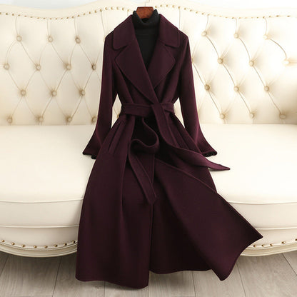 Korean wool coat for women from Carmine Juneberry, elegant autumn and winter jacket in neutral tones with classic design.