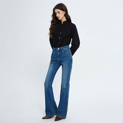 Carmine Juneberry fashionable stretch skinny jeans for women, showing a close-up of the fitted denim with a zipper and front pockets.