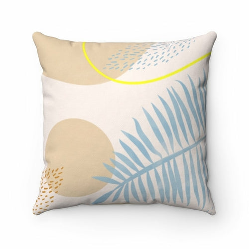 Blue leaf cushion from Yellow Pandora, a home decor accent in various sizes, featuring a leaf pattern for cozy interior styling.