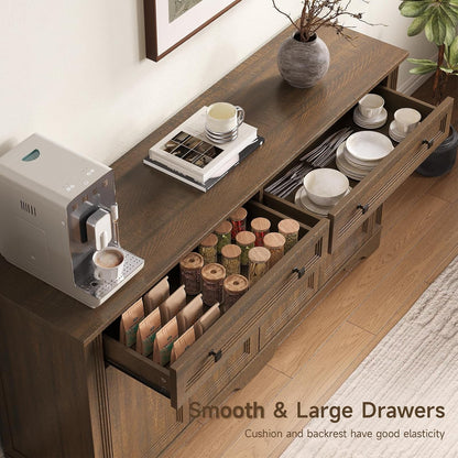 63 Inch Brown Country Style Sideboard Storage Credenza