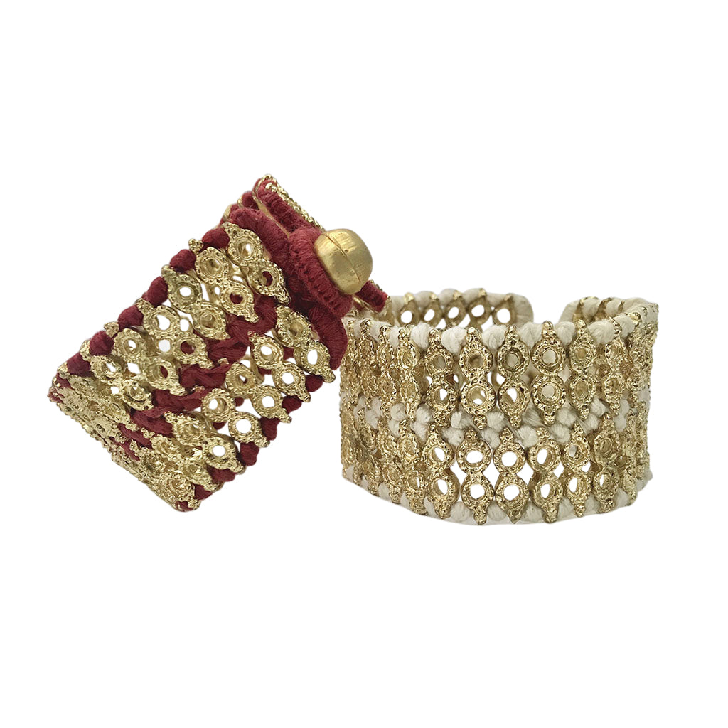Fair trade Ariel Riya cuff bracelet with intricate design, made of sustainable materials, showcasing craftsmanship and elegance.