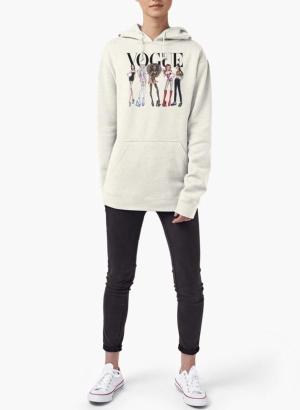 Gray Spice Girls hoodie for women by Scorpius, featuring stylish printed design, long sleeves, and comfortable fit.
