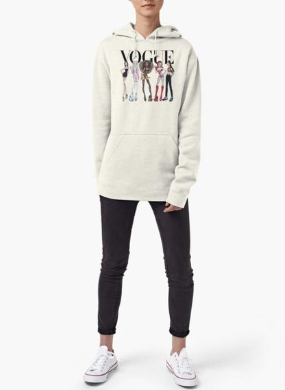 Gray Spice Girls hoodie for women by Scorpius, featuring stylish printed design, long sleeves, and comfortable fit.