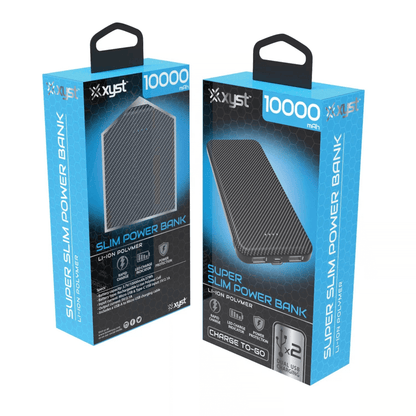 Sky Iapetus Xyst Super Slim 10000mAh dual USB power bank with sleek design for mobile and laptop charging.