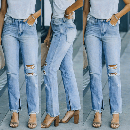 Carmine Juneberry SkyFade™ fashion street washed jeans displayed on a model with a relaxed fit and distressed denim style.