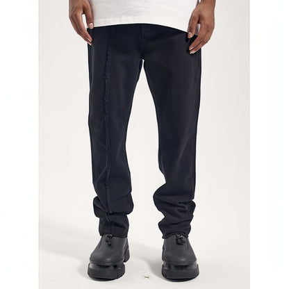 Carmine Juneberry UrbanEase™ High Street dark solid black vintage jeans for men, showing classic fit and distressed denim details.