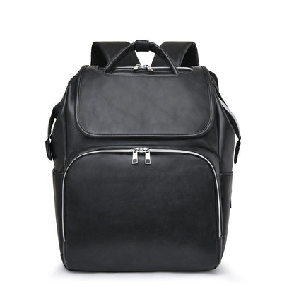 Maroon Asteria PU leather diaper bag with multiple compartments, designed for maternity and parenthood accessories.