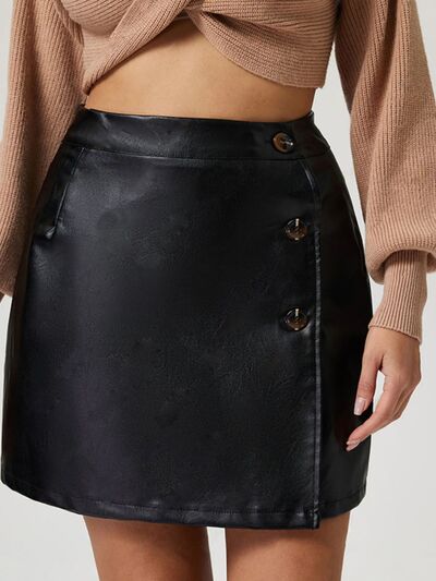 Taupe Oliver Munsieur buttoned high-rise mini skirt, stylish luxury designer skirt with tailored fit and modern design.