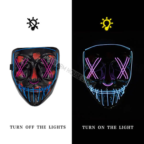 White Eucalyptus Halloween LED pet mask with spooky light-up design for cats or small dogs, perfect for festive costumes.