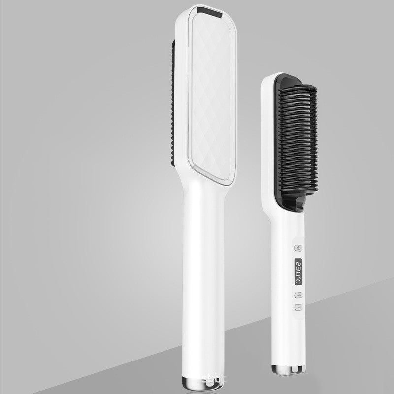 Maroon Asteria electric hair straightener brush with anti-scalding design, perfect for quick, safe styling of hair.