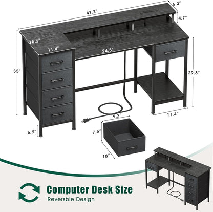Forty Seven Inch Gaming Desk With RGB LED Illumination