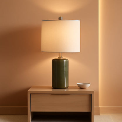 Industrial Green Ceramic Nightstand Table Lamp Modern