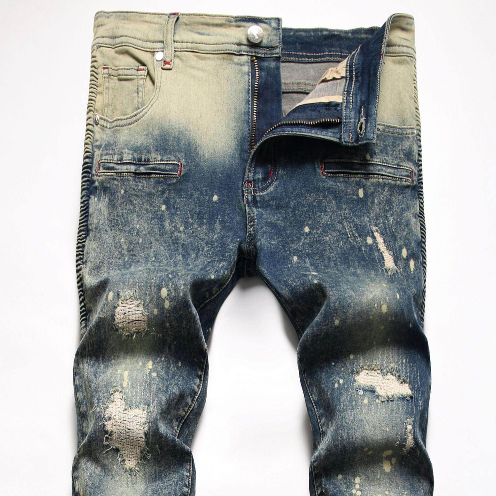 Carmine Juneberry DenimDare™ elastic straight jeans for men, showing classic blue denim pants with a relaxed fit and five-pocket design.