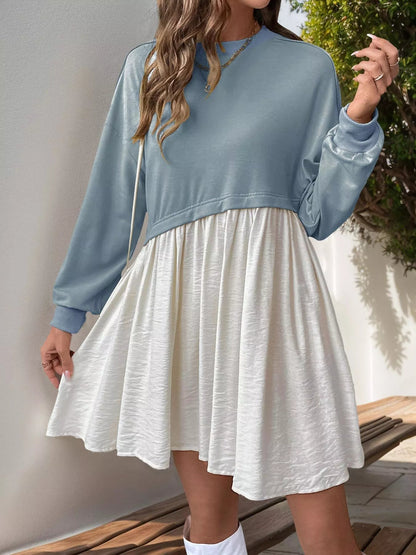 Two-tone dropped shoulder dress for women by Ruby Styx, featuring a stylish, relaxed fit with contrasting fabric details.